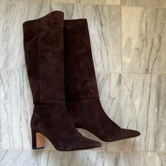 J McLaughlin rich chocolate brown suede tall boots. Size 10. - Picture 3 of 8